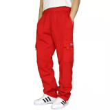 Sport Casual Trousers Fleece Drawstring Multi Pocket Sweatpants Men'S Loose Cargo Trousers
