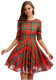 Autumn Digital Print Christmas Half-Sleeve Party Dress Women Slim Round Neck High Waist A-Line Dress