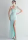Elegant Beading One-Shoulder Slim-Fit Fishtail Wedding Party Evening Dress