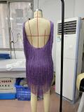 Women Sleeveless Fringe Strap Dress