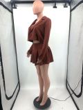 Women Casual Blazer Pleated Skirt Three-Piece