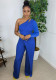 Women Fall One Shoulder Long Sleeve Wide Leg Jumpsuit