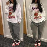 WomenCasual Loose Letter Print Long Sleeve Top and sweatpant Two Piece