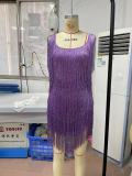 Women Sleeveless Fringe Strap Dress