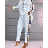 Plus Size Women Printed Long Sleeve Top and Pant Two Piece
