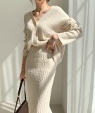 Women Sweater Jacket and Bodycon Skirt Two Piece