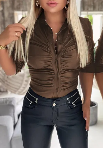 Women Long Sleeve Turndown Collar Shirt