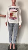 WomenCasual Loose Letter Print Long Sleeve Top and sweatpant Two Piece