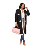 Women autumn and winter french colorblock coat long skirt