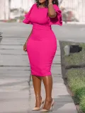 Career Patchwork Slim Plus Size Dress Women