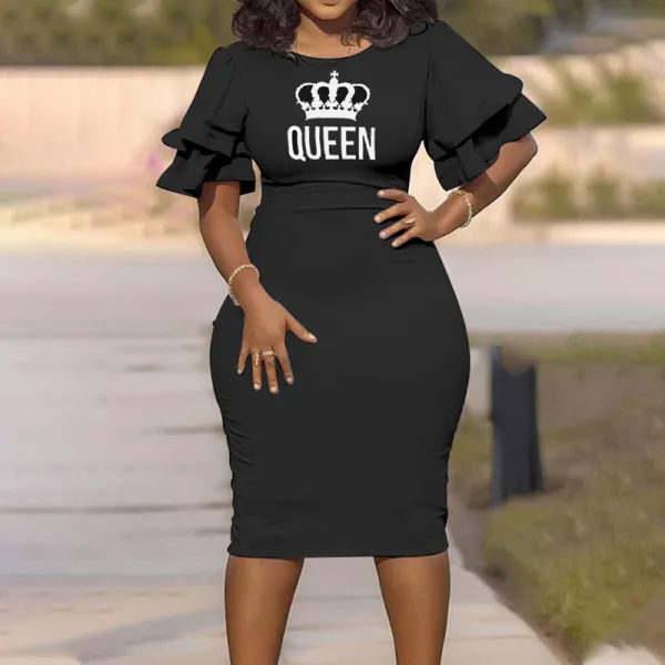 Career Patchwork Slim Plus Size Dress Women