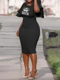 Career Patchwork Slim Plus Size Dress Women