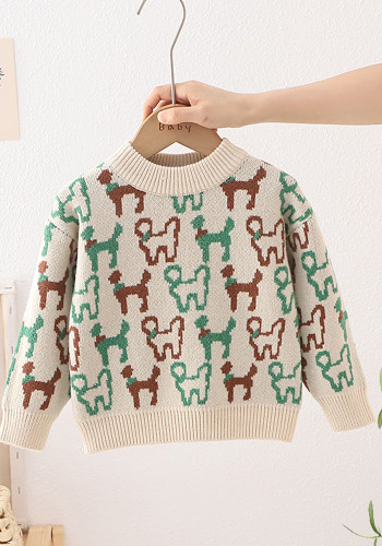 Suéter para niños Suéter de cachorro de dibujos animados Suéter de cuello redondo para niños Otoño Invierno