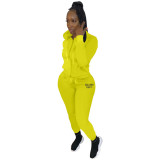 Women'S Fashion Casual Sports Solid Color Suit Two Piece Tracksuit