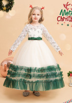 Kinderkleid Prinzessin Tutu Kleid Spitze Lang Mittlere und Große Kinderweihnachtskostüme
