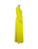 Spring Women'S Round Neck Bohemian Long Solid Dress