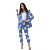 Autumn Suit Street Hipster Women'S Long-Sleeved Fashion Blazer Trousers Two Piece Set