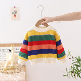 Kids Children'S Sweater Autumn And Winter Girls Striped Pullover Knitted Top