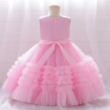 Children'S Dresses Girls' Puffy Mesh Dress Cascading Ruffles Dress Middle Children'S Princess Dress Show Dress