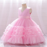 Children'S Dresses Girls' Puffy Mesh Dress Cascading Ruffles Dress Middle Children'S Princess Dress Show Dress