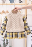 Kids Autumn And Winter Children'S Sweater Baby Girl Plaid Dress