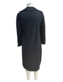 Fall/Winter Women'S Long Sleeve Turndown Collar Solid Color Trench Coat Women Long Jacket