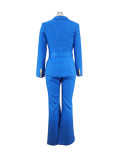 Women Fall Long Sleeve Blazer And Jumpsuit Two Piece