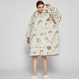 Flannel loungewear warm hooded nightgown
