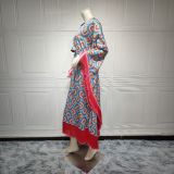 Muslim Women Tassel Print Large Sleeve Long Gown