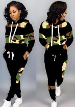 Plus Size Women Long Sleeve Leopard Print Top+ Pants Two-Piece Set
