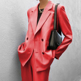 Fall Women Chic Solid Suit And Pants Two Piece
