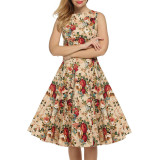 summer Women retro sleeveless print dress