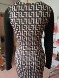 Printed Buckle with Cutout Tight Fitting Bodycon Dress