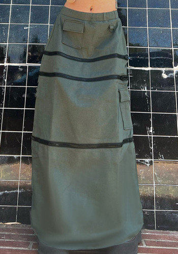 Street Trend Zip Detachable Skirt Fall Casual Cargo Skirt