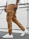 Men's Side Zip Pockets Decorated Casual Long Pants Slim Fit Casual Solid Color Pants