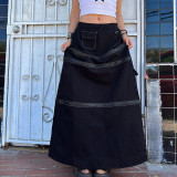 Street Trend Zip Detachable Skirt Fall Casual Cargo Skirt