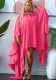 Women's Solid Fall Plus Size Cover Up Irregular Bat Sleeves Dress