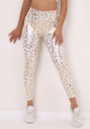 Frauen Leopard Print Butt Lift Trainingshose Yogahose