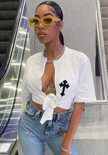 Women's Spring Summer Product Cross Hollow Pocket Street Women's T-Shirt