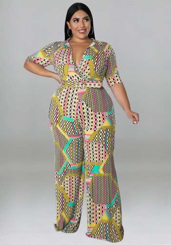 Macacão de tricô de moda de rua feminina plus size com cinto