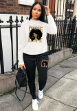 Fall Winter Women'S Printed Casual Round Neck Two Piece Tracksuit