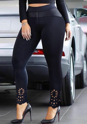 Женские черные облегающие брюки в стиле пэчворк