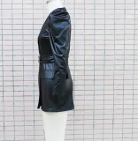Fall Winter V-Neck Fashion Slim Waist Long Sleeve Faux Leather Dress With Belt