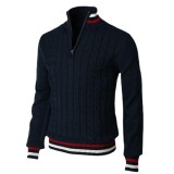 Spring And Autumn British Style Colorblock Zipper Men'S Knitting Shirt