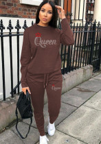 Fall Winter Women'S Beaded Casual Round Neck Two Piece Tracksuit