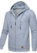 Men'S Plaid Jacquard Hoodies Long Sleeve Hoodie Warm Hooded Sports Zip Cardigan Jacket