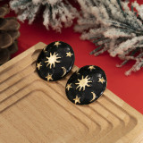 Accessories Festive Retro Star And Moon Earrings Christmas Party Simple Imitation Pearl Square Earrings