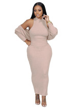 Abrigo de vestir básico de ajuste delgado de color sólido para mujer Ropa de exterior de dos piezas