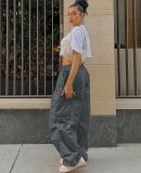 Women'S Fashion Loose Drawstring Multi Pocket Casual Pants