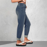 Loose Casual Versatile Simple Slim Fit Women Denim Straight Leg Pants Women'S Jeans